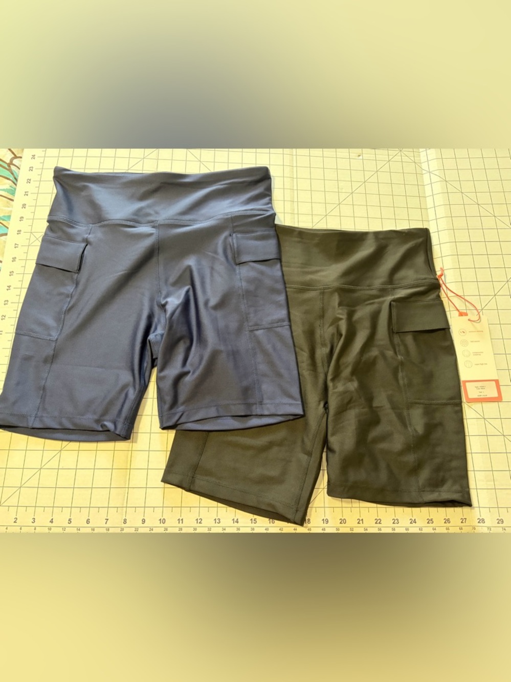 Two Pairs High-Waist Athletic Bike Shorts - Navy & Black